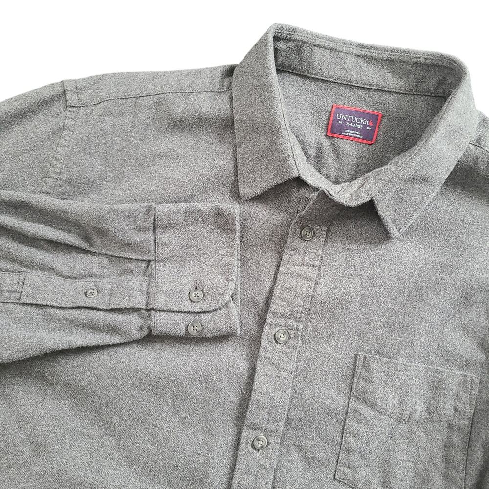 UNTUCKit Sherwood Dark Gray Button‎ Up Chamois Shirt Mens XL Reg Flannel Classic